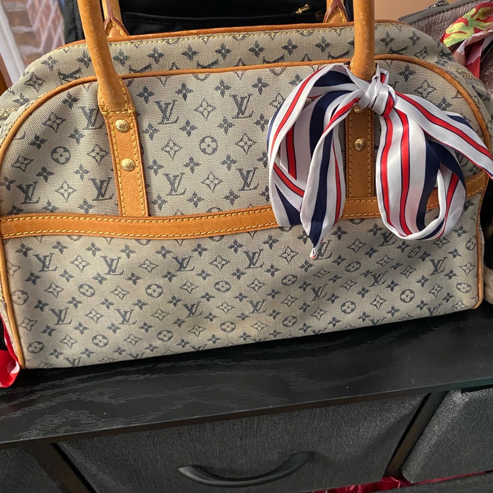 Designer Monogram Tan and Brown Handbag - Picture 2 of 6